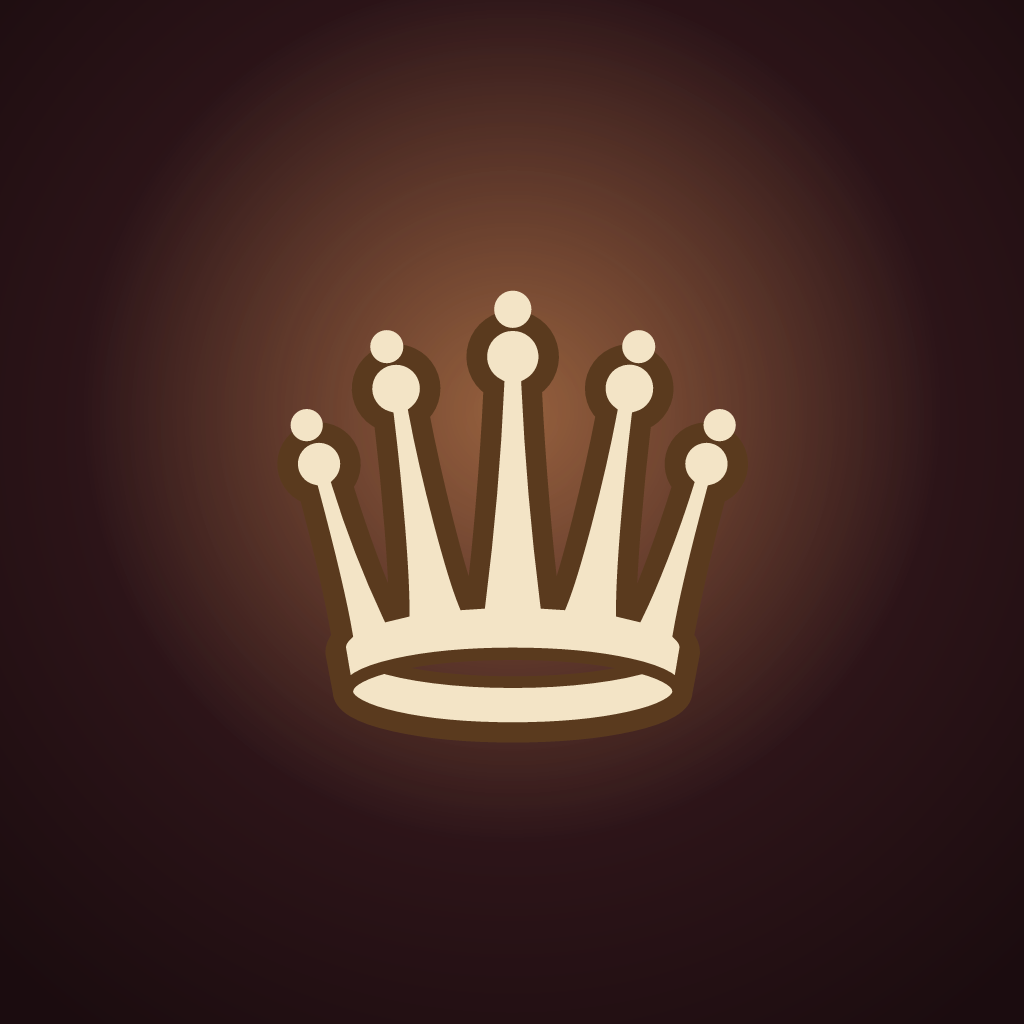 Brilliancy app icon — a cream chess queen on a dark maroon ground